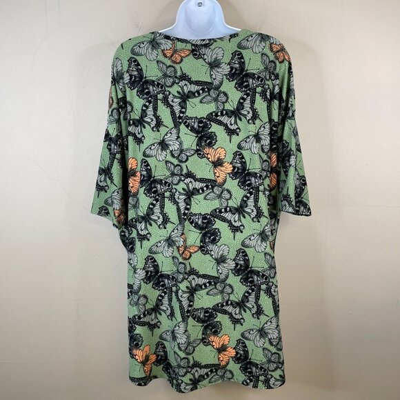 Lularoe Womens Butterfly Tunic Top Size M Green All Over Print Comfy Soft Irma - Picture 3 of 10